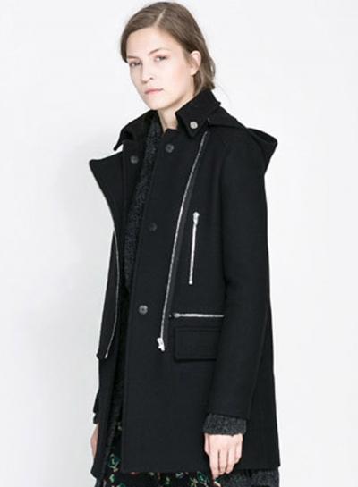 Oasap Women's Zip Front Solid Color Trench Coat With Buttons And Hood