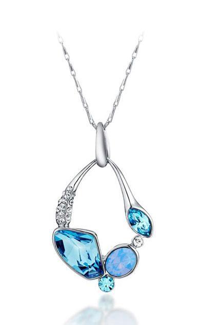 Oasap Swarovski Crystal Embellished Pendant Necklace
