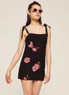 Oasap Black Floral Print Slip Dress