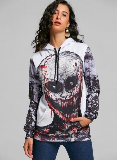 Oasap Long Sleeve Halloween Printed Hoodie