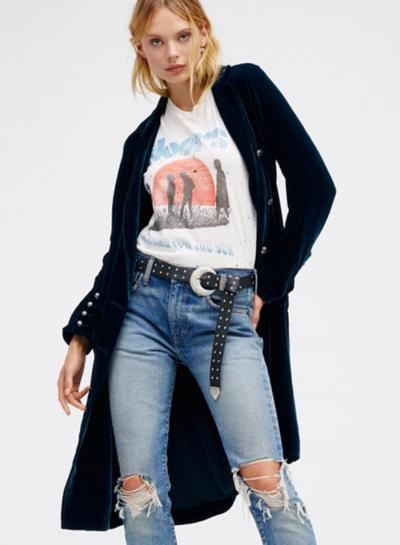 Oasap Women's Velvet Notch Lapel Double Breasted Coat