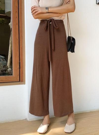 Oasap Fashion Tie Waist Loose Fit Wide-leg Pants