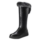 Oasap Faux Fur Round Toe Flat Heels Mid-calf Boots
