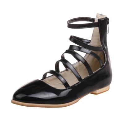 Oasap Solid Color Hollow Out Round Toe Flat Heels Shoes
