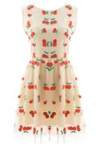 Oasap Sweet Cherry Print A Line Dress