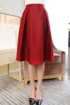 Oasap Fashion Solid Pleated Swing Skirt