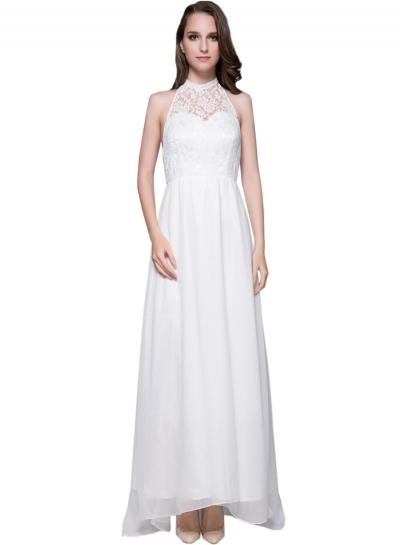 Oasap Women's Elegant Lace Trim Asymmetric Hem Prom Dress