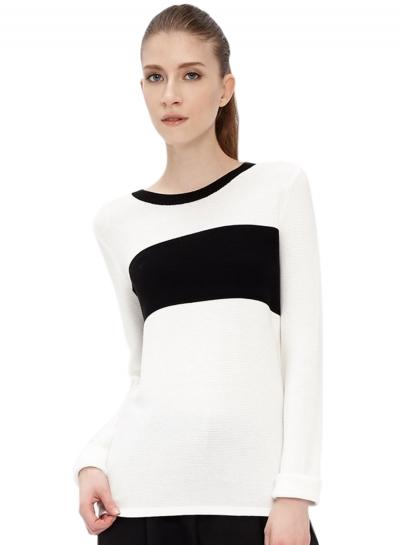 Oasap Women's Casual Color Block Long Sleeve Knit Pullover Sweater