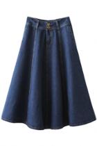 Oasap All-matching High-waisted Long Denim Skirt