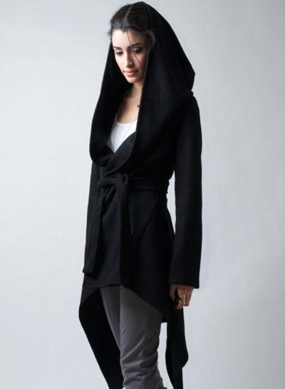 Oasap Fashion Solid Hooded Long Sleeves Coat