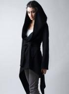 Oasap Fashion Solid Hooded Long Sleeves Coat