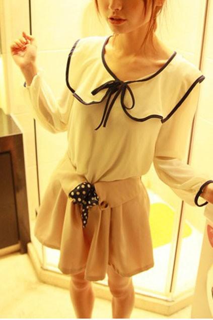 Oasap Chic Dots Bowknot Embellished Shorts With High Waistline