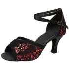 Oasap Peep Toe Sequins Party Latin Dance Shoes