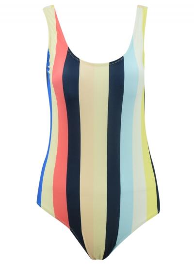 Oasap Women's Color Block Striped Scoop Neck One Piece Swimsuit