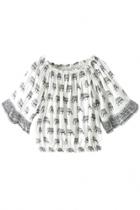 Oasap Elephants Print Off-shoulder Neckline Blouse