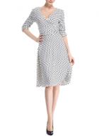 Oasap Classic Faux Wrap Polka Dot V Neck Slim Fit Dress