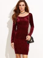 Oasap Fashion Long Sleeve Bodycon Velvet Dress