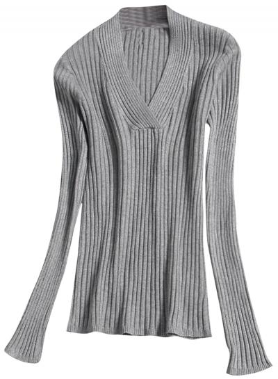 Oasap Women's V Neck Long Sleeve Ribbed Pullover Sweater