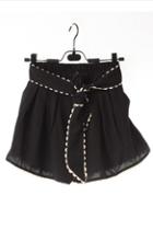 Oasap Serrated Edged Elastic Shorts With Bow-knot