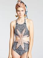 Oasap Cut Out Waist Printed One Piece Swimsuit