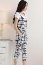 Oasap Abstract Checks Print Jumpsuits