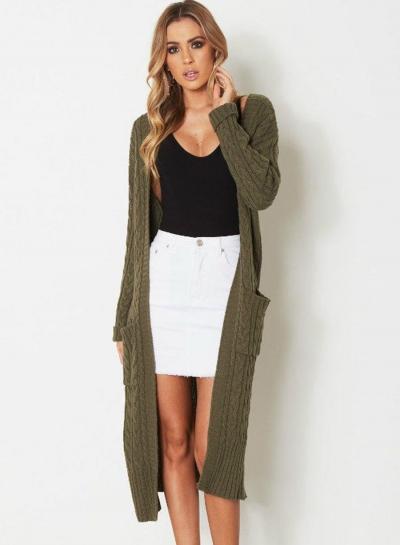 Oasap Fashion Long Sleeve Open Front Longline Cardigan