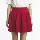 Oasap High Waist Solid Color Pleated Mini Skirt
