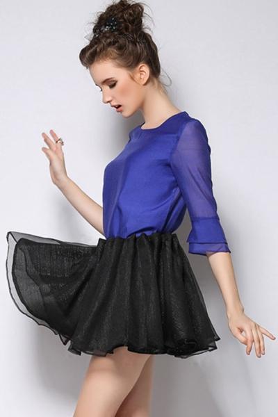 Oasap Fashionable Solid Three Quarter Length Sleeve Woman Blouse
