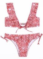 Oasap Lace-up Printed Two Pieces Bikini Swimwear