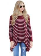Oasap Round Neck Wine Striped Knit Pullover Sweater Top