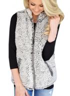 Oasap Turn Down Collar Sleeveless Solid Color Lamb Wool Vest