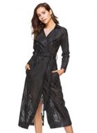 Oasap Turn-down Collar Long Sleeve Lace Trench Coat With Belt