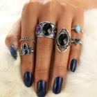 Oasap Alloy Six Ring Set Faux Diamonds Decoration Ring