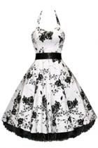 Oasap Vintage Floral Print Halter Sleeveless Dress
