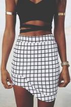 Oasap Irregular Plaid Print Mini Woman Skirt