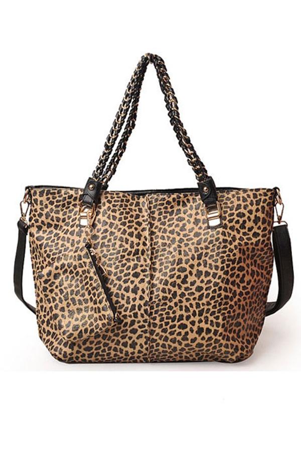 Oasap Leopard Shoulder Bag With Son Bag