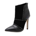 Oasap Stiletto Heels Rivet Pointed Toe Back Zipper Boots