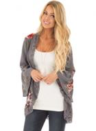 Oasap Floral Flare Sleeve Lace Trim Open Front Cardigan