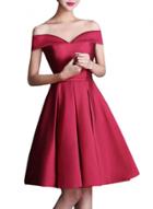 Oasap Women's Off Shoulder Back Lace-up Fit Flare Cocktail Dress
