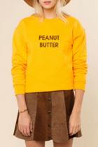Oasap Peanut Butter Graphic Round Neck Pullover Sweatshirt