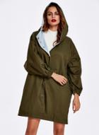 Oasap Fashion Loose Fit Signle Breasted Hooded Trench Coat