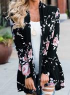 Oasap Long Sleeve Floral Print Open Front Cardigan