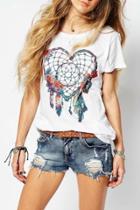 Oasap Chic Heart Shape Round Neck Knit Tee