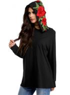 Oasap Long Sleeve Loose Fit Floral Embroidery Hoodie