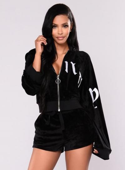 Oasap Jacket Shorts 2 Piece Sports Outfit