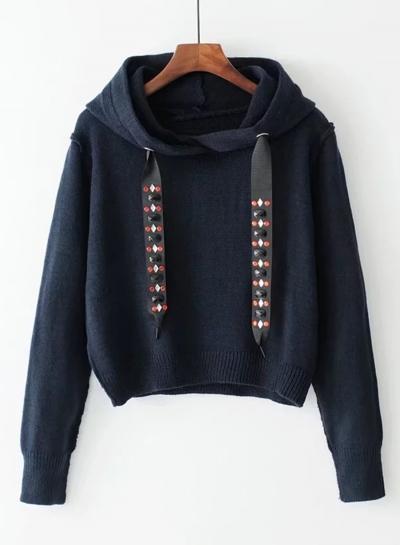 Oasap Long Sleeve Solid Color Pullover Hooded Sweaters