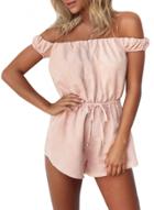 Oasap Women's Slash Neck Off Shoulder Drawstring Waist Romper