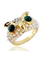 Oasap Jeweled Owl Detail Ring