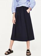Oasap Elegant Pleated Solid Color Buttoned Skirt Pants With Front Pockets