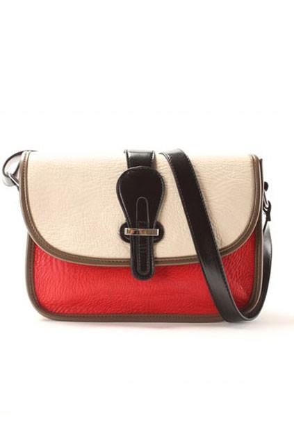 Oasap Chic Contrast Color Flap Shoulder Bag